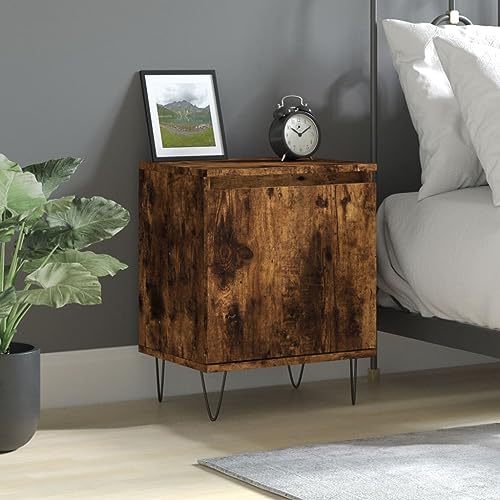 WHOPBXGAD Räuchereiche Nightstand 40x30x50 cm with Storage Shelf, Modern Bedside Table for Bedroom, Durable Holzwerkstoff Material, Easy Assembly Side Table with Wall Mount von WHOPBXGAD