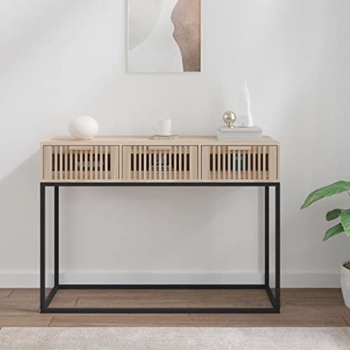 WHOPBXGAD Scandinavian Console Table 105x30x75 cm with 3 Drawers, Sturdy Wooden Surface & Metal Legs, Entryway Hallway Sofa Table, Durable Storage Furniture for Living Room Bedroom Office WHOPBXGAD Scandinavian Console Table 105x30x75 cm with 3 Drawers, Sturdy Wooden Surface & Metal Legs, Entryway Hallway Sofa Table, Durable Storage Furniture for Living Room Bedroom Office von WHOPBXGAD