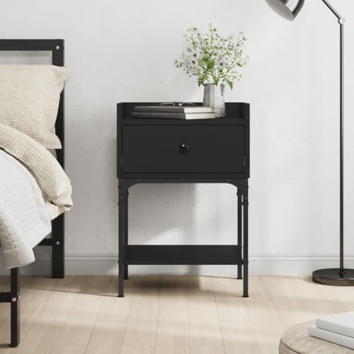 WHOPBXGAD Schwarz Nightstand with Storage 40.5x31x60 cm Bedside Table for Bedroom, Adjustable Feet, Wood Material, Modern Design for Home Decor and Living Room WHOPBXGAD Schwarz Nightstand with Storage 40.5x31x60 cm Bedside Table for Bedroom, Adjustable Feet, Wood Material, Modern Design for Home Decor and Living Room von WHOPBXGAD
