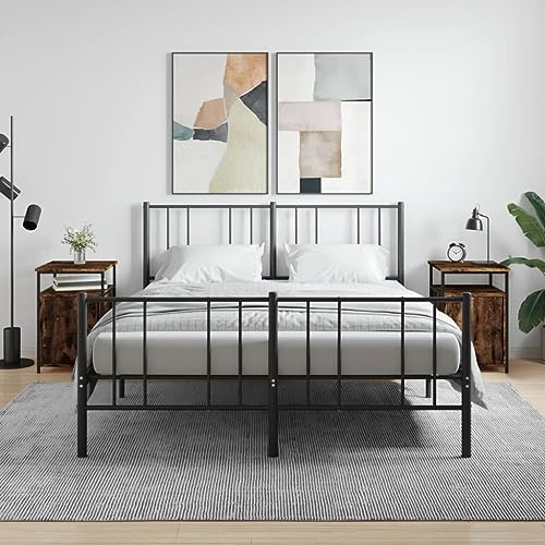 WHOPBXGAD Smoked Oak Nightstands 2 Pack with Storage Shelves, 40x42x60 cm Bedside Tables for Bedroom Living Room, Durable Wood Material and Adjustable Feet von WHOPBXGAD