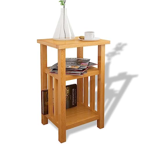 WHOPBXGAD Solid Oak Side Table with Magazine Storage 27x35x55 cm - Compact End for Living Room Bedroom Sturdy Coffee Table with 2 Shelves for Decor, Plants Newspapers - Natural Brown Wooden Furniture WHOPBXGAD Solid Oak Side Table with Magazine Storage 27x35x55 cm - Compact End for Living Room Bedroom Sturdy Coffee Table with 2 Shelves for Decor, Plants Newspapers - Natural Brown Wooden Furniture von WHOPBXGAD