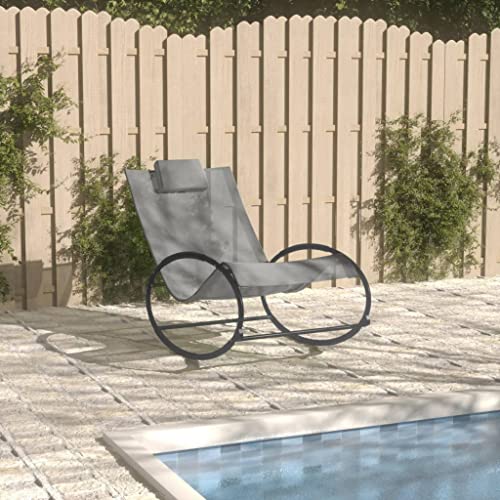 WHOPBXGAD Sonnenliege Grau Outdoor Lounge Chair with Pillow - Sturdy Steel Frame Waterproof Textilene Fabric Ergonomic Design for Garden, Terrace, Poolside Relaxation Weatherproof & Durable Sunbed WHOPBXGAD Sonnenliege Grau Outdoor Lounge Chair with Pillow - Sturdy Steel Frame Waterproof Textilene Fabric Ergonomic Design for Garden, Terrace, Poolside Relaxation Weatherproof & Durable Sunbed von WHOPBXGAD