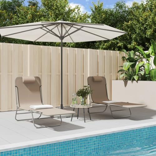 WHOPBXGAD Sonnenliegen Klappbar 2 STK. Taupe Outdoor Lounge Chairs with Adjustable Backrest, Foldable Sunbeds for Garden, Pool & Beach, Textilene Fabric & Powder-Coated Steel Frame, 110kg Capacity WHOPBXGAD Sonnenliegen Klappbar 2 STK. Taupe Outdoor Lounge Chairs with Adjustable Backrest, Foldable Sunbeds for Garden, Pool & Beach, Textilene Fabric & Powder-Coated Steel Frame, 110kg Capacity von WHOPBXGAD