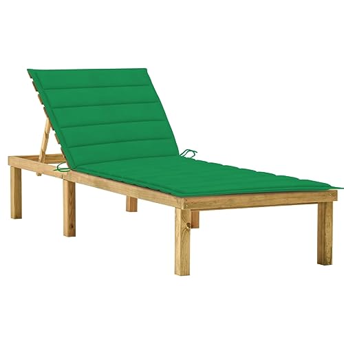 WHOPBXGAD Sun Lounger with Green Cushion Adjustable Backrest Weatherproof Pine Wood Outdoor Garden Poolside Relaxation Patio Beach Furniture WHOPBXGAD Sun Lounger with Green Cushion Adjustable Backrest Weatherproof Pine Wood Outdoor Garden Poolside Relaxation Patio Beach Furniture von WHOPBXGAD