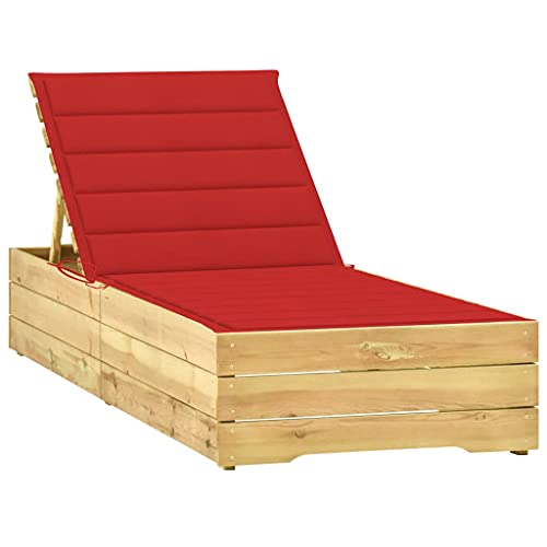 WHOPBXGAD Sun Lounger with Red Cushion Adjustable Backrest Weatherproof Pine Wood Outdoor Garden Furniture for Patio Poolside Relaxation 2 Person WHOPBXGAD Sun Lounger with Red Cushion Adjustable Backrest Weatherproof Pine Wood Outdoor Garden Furniture for Patio Poolside Relaxation 2 Person von WHOPBXGAD