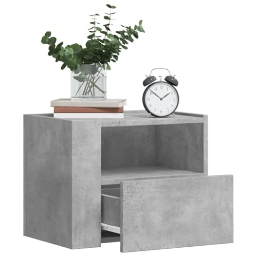 WHOPBXGAD Wall Mounted Nightstand 2-Pack Concrete Gray 45x30x35 cm with Drawer, Floating Bedside Table for Bedroom Living Room Space Saving Storage Solution von WHOPBXGAD