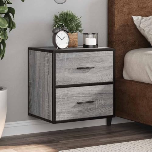 WHOPBXGAD Wall Mounted Nightstand Gray Sonoma 40x31x39.5 cm with 2 Drawers, Space Saving Bedside Table for Small Bedrooms, Floating Shelf with Storage for Modern Home Decor WHOPBXGAD Wall Mounted Nightstand Gray Sonoma 40x31x39.5 cm with 2 Drawers, Space Saving Bedside Table for Small Bedrooms, Floating Shelf with Storage for Modern Home Decor von WHOPBXGAD