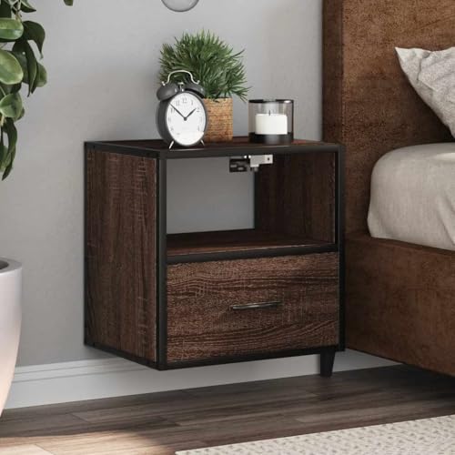 WHOPBXGAD Wand-Nachttisch Braun Eichen-Optik 40x31x39.5 cm Wall Mounted Nightstand with Drawer Floating Bedside Table Storage Shelf for Bedroom Living Room WHOPBXGAD Wand-Nachttisch Braun Eichen-Optik 40x31x39.5 cm Wall Mounted Nightstand with Drawer Floating Bedside Table Storage Shelf for Bedroom Living Room von WHOPBXGAD