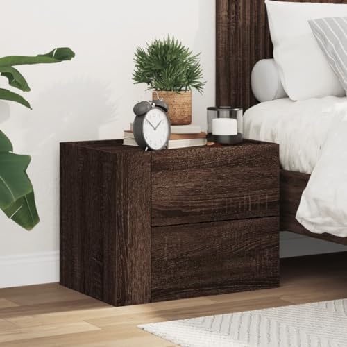 WHOPBXGAD Wand-Nachttisch Braun Eichen-Optik 45x30x35 cm Wall Mounted Nightstand with Drawers, Floating Bedside Table for Bedroom Living Room, Space Saving Storage Cabinet WHOPBXGAD Wand-Nachttisch Braun Eichen-Optik 45x30x35 cm Wall Mounted Nightstand with Drawers, Floating Bedside Table for Bedroom Living Room, Space Saving Storage Cabinet von WHOPBXGAD