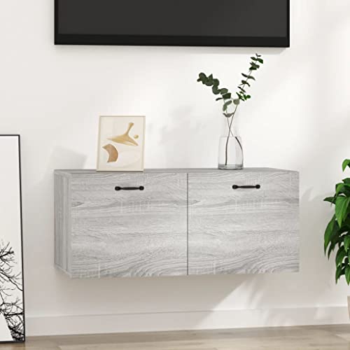 WHOPBXGAD Wandschrank Grau Sonoma 80x35x36,5 cm Holzwerkstoff, wandregal küche wandregal Holz Badezimmer Regal küchenregal Wand Geeignet für Bäder und Küchen von WHOPBXGAD