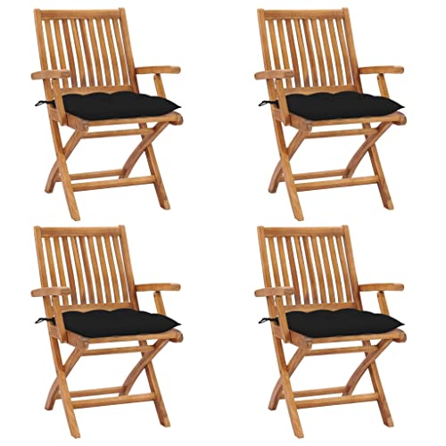 WHOPBXGAD campingstuhl relaxsessel mit liegefunktionGartenstühle 2 STK. mit Schwarzen Kissen Massivholz Teak Konzipiert für den Garten, die Terrasse und die Verwendung im Freien. von WHOPBXGAD