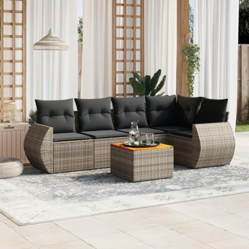 WHOPBXGAD relaxsessel Garten relaxsessel stuhlGartenstühle mit Kissen 2 STK. Beige Poly Rattan AkazienholzKonzipiert für den Garten, die Terrasse und die Verwendung im Freien. von WHOPBXGAD