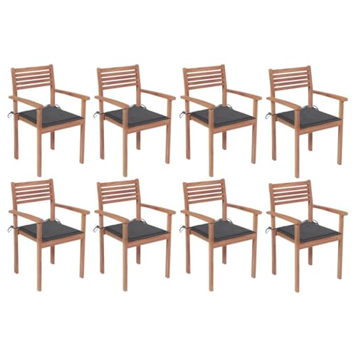 WHOPBXGAD terrassenstühle Balkon stühle Balkon stuhlGartenstühle mit Königsblauen Kissen 4 STK. Massivholz Teak Konzipiert für den Garten, die Terrasse und die Verwendung im Freien. von WHOPBXGAD