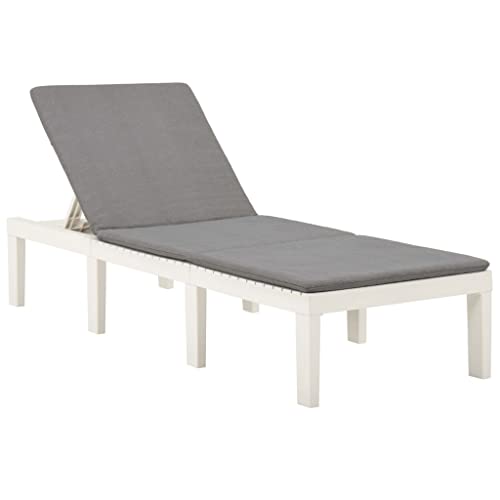 White Plastic Sun Lounger with Adjustable Backrest & Cushion Lightweight Outdoor Lounge Chair for Garden, Poolside Patio Comfortable Relaxation Bed with 5-Position Recliner & Easy to Clean White Plastic Sun Lounger with Adjustable Backrest & Cushion Lightweight Outdoor Lounge Chair for Garden, Poolside Patio Comfortable Relaxation Bed with 5-Position Recliner & Easy to Clean von WHOPBXGAD