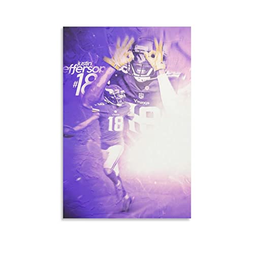 WHOPD Justin Jefferson American Football Vintage Retro Art Print für Home Bedroom Living Room Decor ohne Rahmen (60 x 90 cm, ungerahmt) von WHOPD