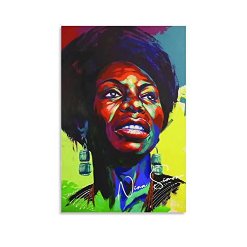 WHOPD Leinwand Bild Nina Simone Wandposter für Jugendliche für Wohnzimmer Badezimmer ohne Rahmen (50 x 70 cm, ohne Rahmen) von WHOPD