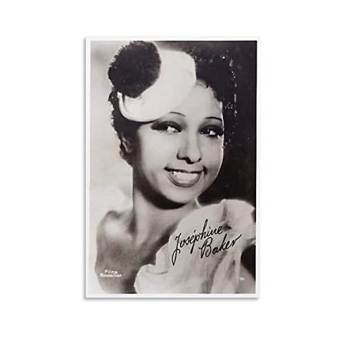 WHOPD Leinwand Bild schwarzes Mädchen Schauspielerin Josephine Baker Fashion Signatur Druck Modernes Bild Familie Schlafzimmer Dekor Poster ohne Rahmen (30 x 50 cm, ohne Rahmen) von WHOPD