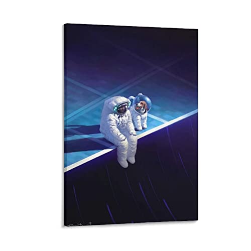 WHOPD Leinwandbild Astronaut Weltraumanzug Traurigkeit Hund Poster und Wandkunst Moderne Familienschlafzimmereinrichtung ohne Rahmen (50x70cm,ungerahmt) von WHOPD