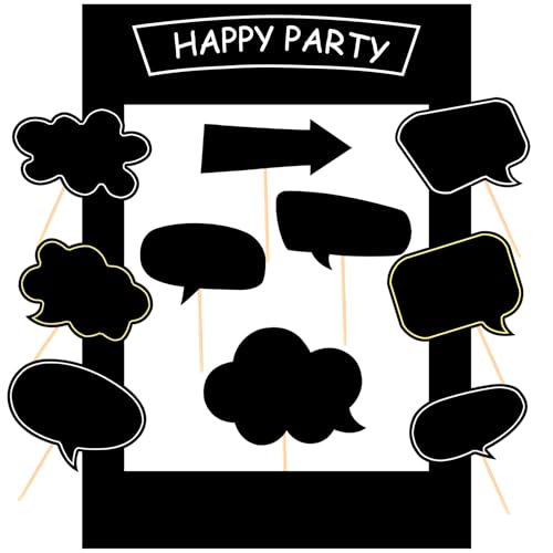 18pcs Blank Photo Booth Props Black Chalkboard Photo Booth Props Frame with Bubble DIY Photo Props for Birthday Wedding Party Supplies (Black) von WHQXFDZ