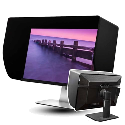 Monitorhaube Aus Leder (19-32 Zoll), Universell + Rundumabdeckung, Verstellbar + Sonnenblende ,27S (curved screen) von WHRAOY