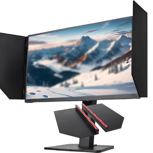 Monitorhaube Für Desktop-Computer, Seitenteil + Faltbare, Blendfreie Sonnenschutzhaube, 180°-Einstellwinkel, Für 24-27-Zoll-Laptops ,1set von WHRAOY