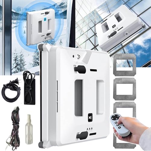 Smart Window Cleaner Roboter, 80W 3000pa, Automatische Doppelwasserspray + Trockene Und Feuchte Intelligente Planung/Doppelmodus, Silent + Fernbedienung-Default von WHRAOY