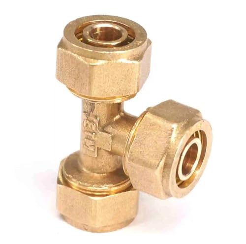 16x20mm IDxOD PEX-AL-PEX Tube Tee Brass Compression Pipe Fitting Connector For Floor Heating von WHRLQXM
