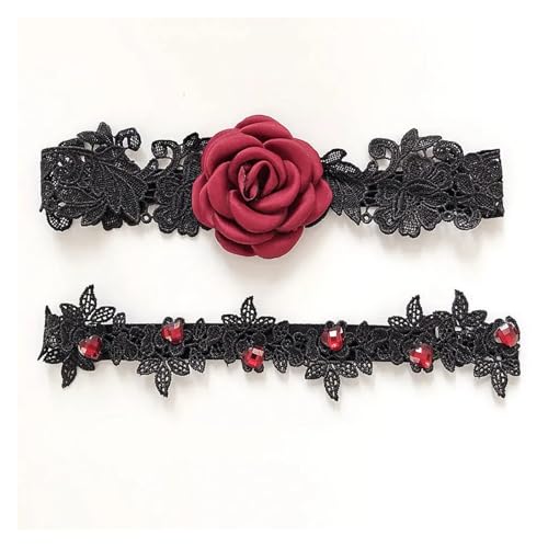 Sexy Frauen Mädchen Prinzessin Applikationen Schwarz Spitze Strumpfband Andenken Strumpfbänder Hochzeit Strumpfband Set Braut Dusche Geschenke(Svart) von WHSDCZ