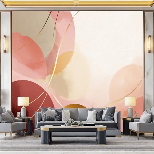 WHUOEUCO 3D Effekt Fototapete Minimalismus Linien Kreise 250x175 cm Vliestapete Foto Tapete Wandbild Motivtapete, Moderne Schlafzimmer Wohnzimmer Kinderzimmer Wandtapete von WHUOEUCO