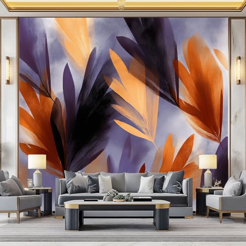 WHUOEUCO 3D Foto Tapete Abstrakte Blätter 350x256 cm Motivtapeten Wandbild Vlies Fototapete Poster Wandtapete, für Schlafzimmer Wohnzimmer TV-Hintergrund Wanddeko von WHUOEUCO