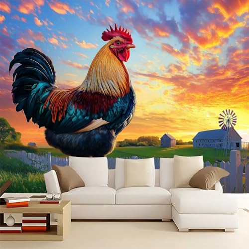 WHUOEUCO 3D Foto Tapete Bauernhof Hahn 500x280 cm Motivtapeten Wandbild Vlies Fototapete Poster Wandtapete, für Schlafzimmer Wohnzimmer TV-Hintergrund Wanddeko WHUOEUCO 3D Foto Tapete Bauernhof Hahn 500x280 cm Motivtapeten Wandbild Vlies Fototapete Poster Wandtapete, für Schlafzimmer Wohnzimmer TV-Hintergrund Wanddeko von WHUOEUCO