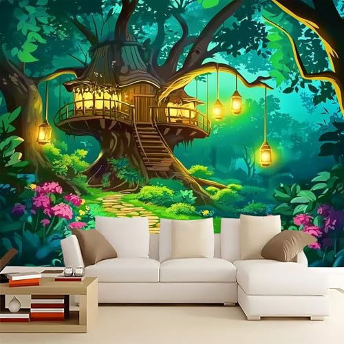 WHUOEUCO 3D Foto Tapete Cartoon Dschungelhaus 300x210 cm Motivtapeten Wandbild Vlies Fototapete Poster Wandtapete, für Schlafzimmer Wohnzimmer TV-Hintergrund Wanddeko WHUOEUCO 3D Foto Tapete Cartoon Dschungelhaus 300x210 cm Motivtapeten Wandbild Vlies Fototapete Poster Wandtapete, für Schlafzimmer Wohnzimmer TV-Hintergrund Wanddeko von WHUOEUCO