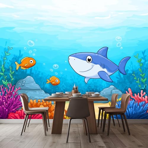 WHUOEUCO 3D Foto Tapete Cartoon-Hai-Koralle 350x256 cm Motivtapeten Wandbild Vlies Fototapete Poster Wandtapete, für Schlafzimmer Wohnzimmer TV-Hintergrund Wanddeko WHUOEUCO 3D Foto Tapete Cartoon-Hai-Koralle 350x256 cm Motivtapeten Wandbild Vlies Fototapete Poster Wandtapete, für Schlafzimmer Wohnzimmer TV-Hintergrund Wanddeko von WHUOEUCO