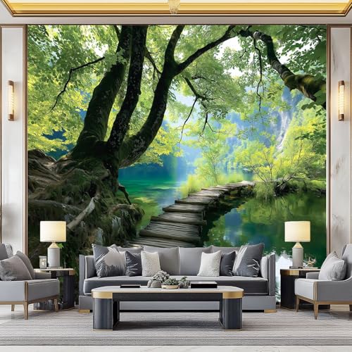 WHUOEUCO 3D Foto Tapete Dschungel Holzbrücke See 350x256 cm Motivtapeten Wandbild Vlies Fototapete Poster Wandtapete, für Schlafzimmer Wohnzimmer TV-Hintergrund Wanddeko WHUOEUCO 3D Foto Tapete Dschungel Holzbrücke See 350x256 cm Motivtapeten Wandbild Vlies Fototapete Poster Wandtapete, für Schlafzimmer Wohnzimmer TV-Hintergrund Wanddeko von WHUOEUCO