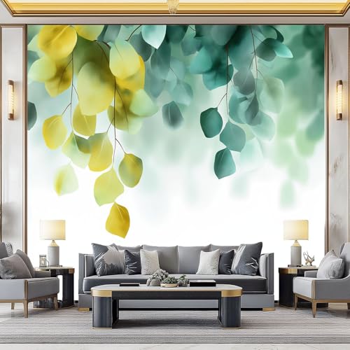 WHUOEUCO 3D Foto Tapete Eukalyptusblätter Frisch 200x140 cm Motivtapeten Wandbild Vlies Fototapete Poster Wandtapete, für Schlafzimmer Wohnzimmer TV-Hintergrund Wanddeko von WHUOEUCO