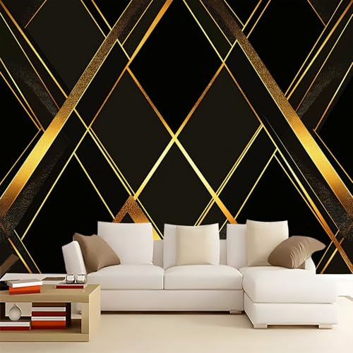 WHUOEUCO 3D Foto Tapete Goldene Dreieckslinien 250x175 cm Motivtapeten Wandbild Vlies Fototapete Poster Wandtapete, für Schlafzimmer Wohnzimmer TV-Hintergrund Wanddeko WHUOEUCO 3D Foto Tapete Goldene Dreieckslinien 250x175 cm Motivtapeten Wandbild Vlies Fototapete Poster Wandtapete, für Schlafzimmer Wohnzimmer TV-Hintergrund Wanddeko von WHUOEUCO