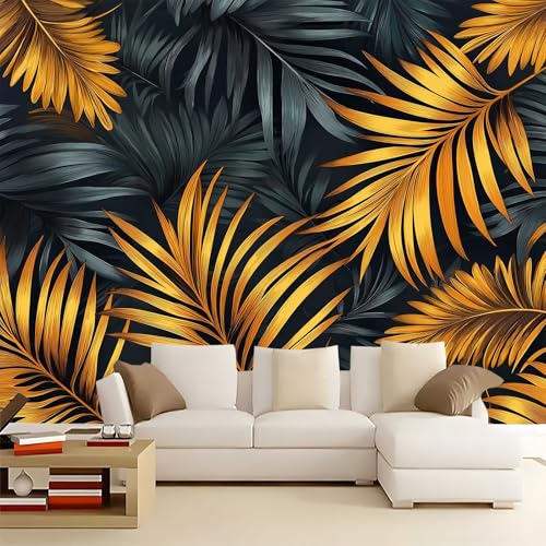 WHUOEUCO 3D Foto Tapete Goldene Palmblätter 200x140 cm Motivtapeten Wandbild Vlies Fototapete Poster Wandtapete, für Schlafzimmer Wohnzimmer TV-Hintergrund Wanddeko WHUOEUCO 3D Foto Tapete Goldene Palmblätter 200x140 cm Motivtapeten Wandbild Vlies Fototapete Poster Wandtapete, für Schlafzimmer Wohnzimmer TV-Hintergrund Wanddeko von WHUOEUCO