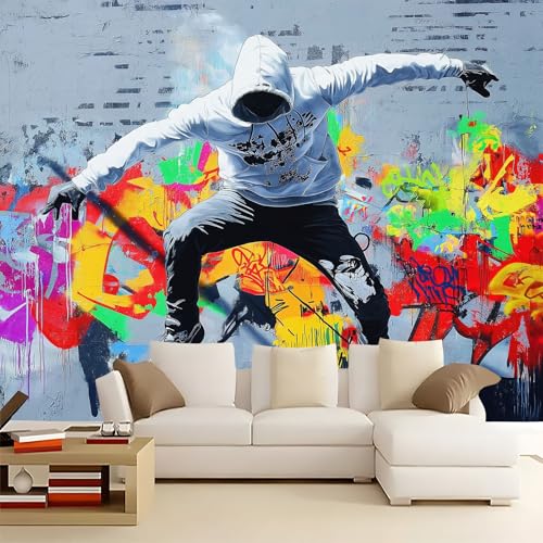 WHUOEUCO 3D Foto Tapete Graffiti Junge 300x210 cm Motivtapeten Wandbild Vlies Fototapete Poster Wandtapete, für Schlafzimmer Wohnzimmer TV-Hintergrund Wanddeko WHUOEUCO 3D Foto Tapete Graffiti Junge 300x210 cm Motivtapeten Wandbild Vlies Fototapete Poster Wandtapete, für Schlafzimmer Wohnzimmer TV-Hintergrund Wanddeko von WHUOEUCO