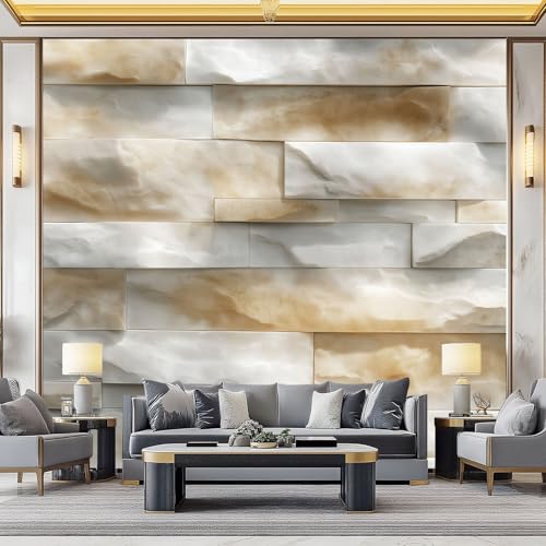 WHUOEUCO 3D Foto Tapete Marmorwand 400x280 cm Motivtapeten Wandbild Vlies Fototapete Poster Wandtapete, für Schlafzimmer Wohnzimmer TV-Hintergrund Wanddeko von WHUOEUCO