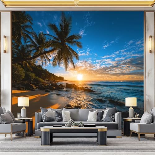 WHUOEUCO 3D Foto Tapete Meerblick Sonnenuntergang Palmen 300x210 cm Motivtapeten Wandbild Vlies Fototapete Poster Wandtapete, für Schlafzimmer Wohnzimmer TV-Hintergrund Wanddeko WHUOEUCO 3D Foto Tapete Meerblick Sonnenuntergang Palmen 300x210 cm Motivtapeten Wandbild Vlies Fototapete Poster Wandtapete, für Schlafzimmer Wohnzimmer TV-Hintergrund Wanddeko von WHUOEUCO