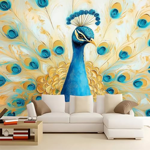WHUOEUCO 3D Foto Tapete Pfauenmalerei 500x280 cm Motivtapeten Wandbild Vlies Fototapete Poster Wandtapete, für Schlafzimmer Wohnzimmer TV-Hintergrund Wanddeko WHUOEUCO 3D Foto Tapete Pfauenmalerei 500x280 cm Motivtapeten Wandbild Vlies Fototapete Poster Wandtapete, für Schlafzimmer Wohnzimmer TV-Hintergrund Wanddeko von WHUOEUCO