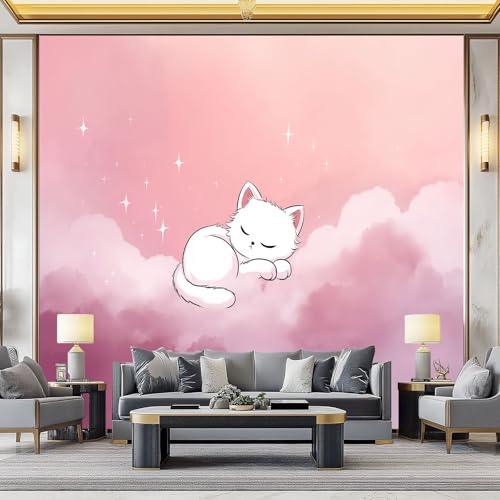 WHUOEUCO 3D Foto Tapete Rosa Cartoon-Katze 400x280 cm Motivtapeten Wandbild Vlies Fototapete Poster Wandtapete, für Schlafzimmer Wohnzimmer TV-Hintergrund Wanddeko WHUOEUCO 3D Foto Tapete Rosa Cartoon-Katze 400x280 cm Motivtapeten Wandbild Vlies Fototapete Poster Wandtapete, für Schlafzimmer Wohnzimmer TV-Hintergrund Wanddeko von WHUOEUCO