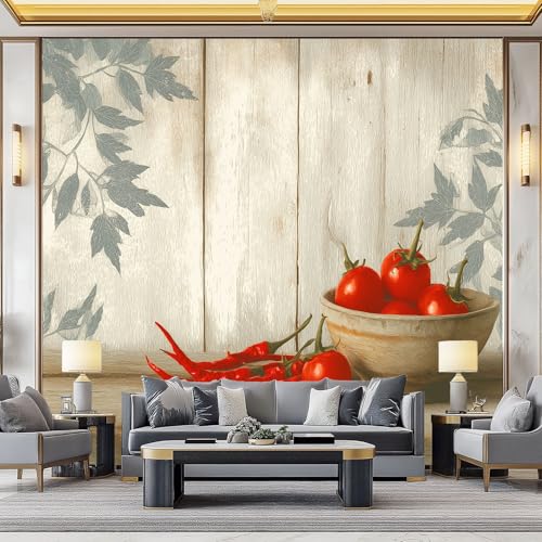 WHUOEUCO 3D Foto Tapete Vintage Holz Pfeffer 350x256 cm Motivtapeten Wandbild Vlies Fototapete Poster Wandtapete, für Schlafzimmer Wohnzimmer TV-Hintergrund Wanddeko von WHUOEUCO