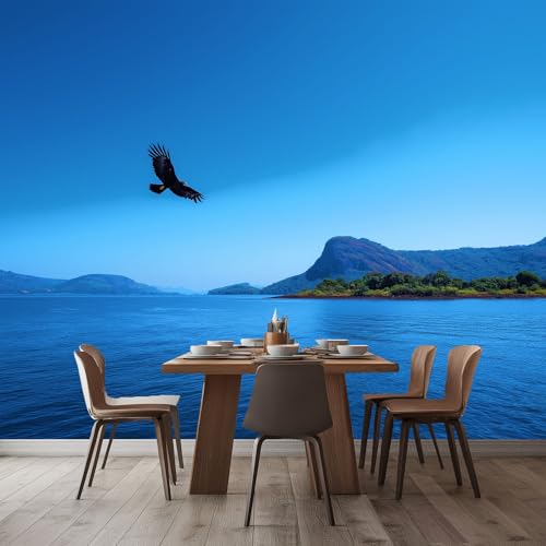 WHUOEUCO 3D Fototapete Blauer Seeadler 300x210 cm Foto Tapete Vlies Wandtapete, Modern 3D Effekt Motivtapeten für Wohnzimmer, Schlafzimmer, Kinderzimmer von WHUOEUCO