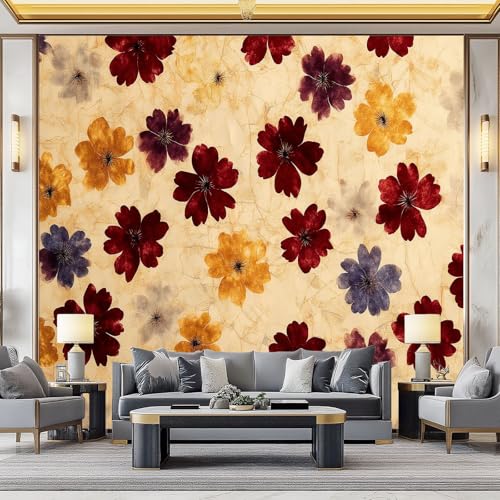 WHUOEUCO 3D Fototapete Geblühte Steinoberfläche 350x256 cm Foto Tapete Vlies Wandtapete, Modern 3D Effekt Motivtapeten für Wohnzimmer, Schlafzimmer, Kinderzimmer von WHUOEUCO