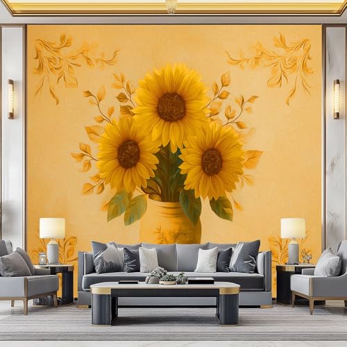 WHUOEUCO 3D Fototapete Retro-Vasen-Blumenschutz 500x280 cm Foto Tapete Vlies Wandtapete, Modern 3D Effekt Motivtapeten für Wohnzimmer, Schlafzimmer, Kinderzimmer von WHUOEUCO