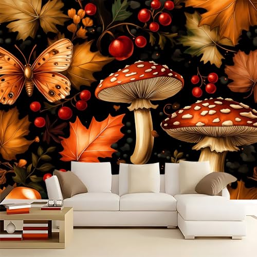 WHUOEUCO Art Fototapete Pilz Obst Schmetterling 350x256 cm 3D Effekt Vlies Tapeten Wandbilder Motivtapete, Moderne Wohnzimmer Schlafzimmer Esszimmer Hintergrund Wandtapete WHUOEUCO Art Fototapete Pilz Obst Schmetterling 350x256 cm 3D Effekt Vlies Tapeten Wandbilder Motivtapete, Moderne Wohnzimmer Schlafzimmer Esszimmer Hintergrund Wandtapete von WHUOEUCO