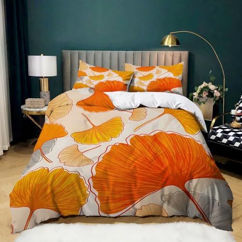 WHUOEUCO Bettwäsche Bettbezug Orangefarbenes Blattmuster 155 x 220 cm Bettwäsche Set Hypoallergen Weich Mikrofaser Bettbezug Set Band 2 Kissenbezug 80 x 80 cm WHUOEUCO Bettwäsche Bettbezug Orangefarbenes Blattmuster 155 x 220 cm Bettwäsche Set Hypoallergen Weich Mikrofaser Bettbezug Set Band 2 Kissenbezug 80 x 80 cm von WHUOEUCO