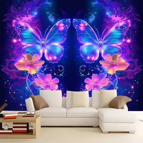WHUOEUCO Fototapete Blau Lila Schmetterling Blumen 500x280 cm 3D Motivtapeten Wandbild Vlies Foto Tapete Wandtapete, für Wohnzimmer Schlafzimmer Kinderzimmer Büro Wanddeko WHUOEUCO Fototapete Blau Lila Schmetterling Blumen 500x280 cm 3D Motivtapeten Wandbild Vlies Foto Tapete Wandtapete, für Wohnzimmer Schlafzimmer Kinderzimmer Büro Wanddeko von WHUOEUCO