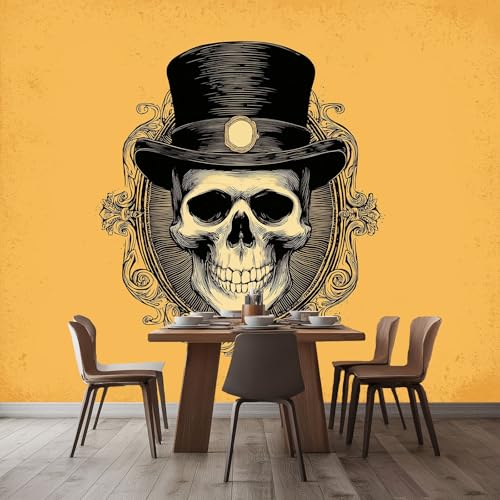 WHUOEUCO Fototapete Herr Schädel 350x256 cm 3D Motivtapeten Wandbild Vlies Foto Tapete Wandtapete, für Wohnzimmer Schlafzimmer Kinderzimmer Büro Wanddeko von WHUOEUCO